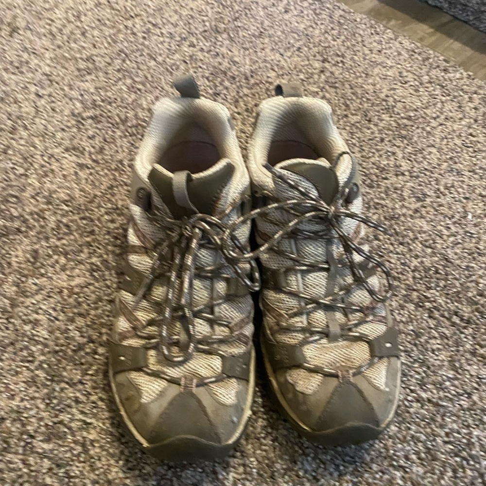 Gray and Tan Hiking Shoes